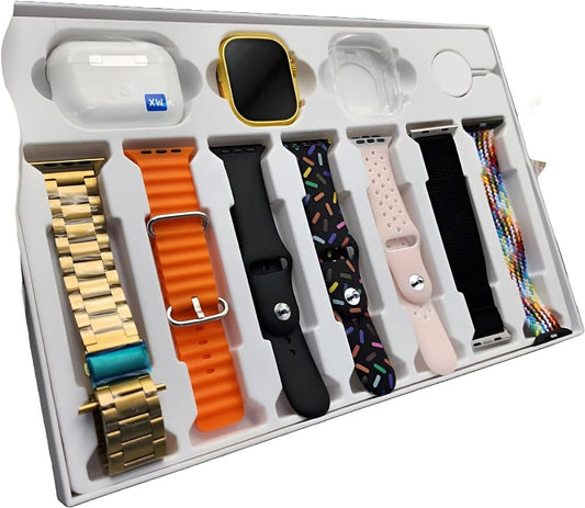 I20 Ultra Max Suit (10-in-1 Set) β Premium Smartwatch with 7 Interchangeable Straps & AirPods | Complete Combo for Men & Women (Random Color)